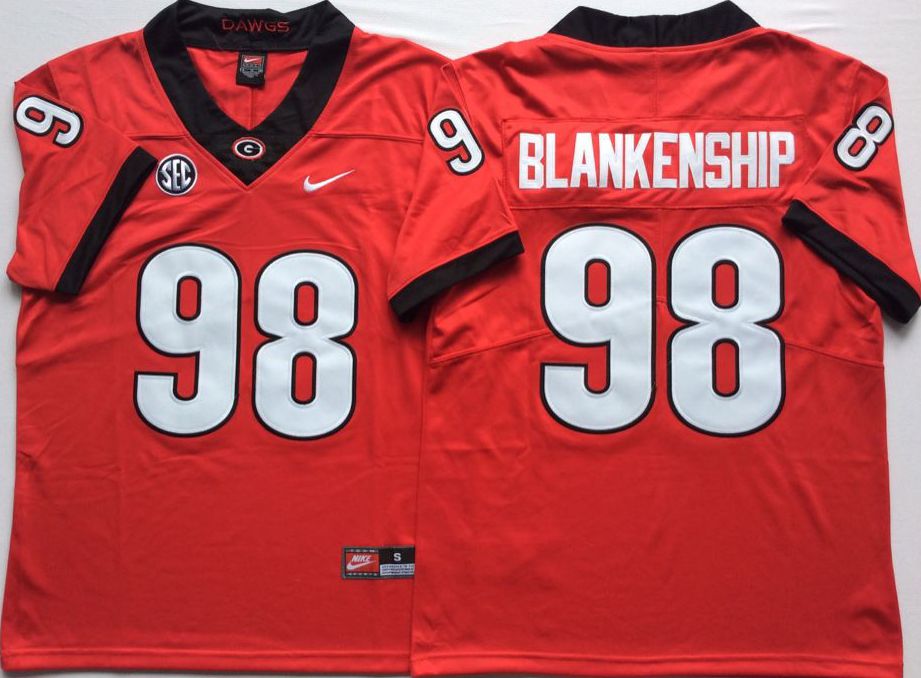 Men Georgia Bulldogs 98 Blankenship Red Nike NCAA Jerseys